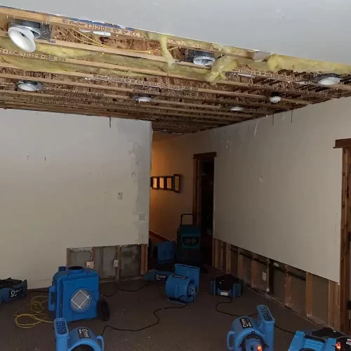 blue floor fans drying ceiling